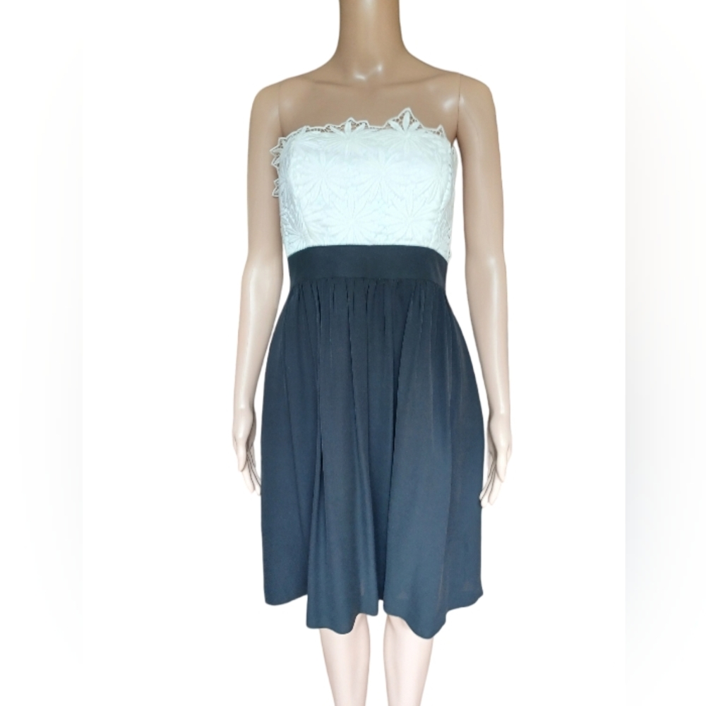 SHOSHANNA Womens Strapless Aline Dress Knee Length Empire Waist Size 10